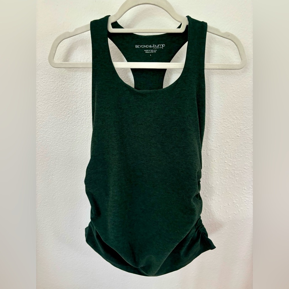 Beyond Yoga Beyond The Bump Maternity Shelf Bra Tank Dark Green